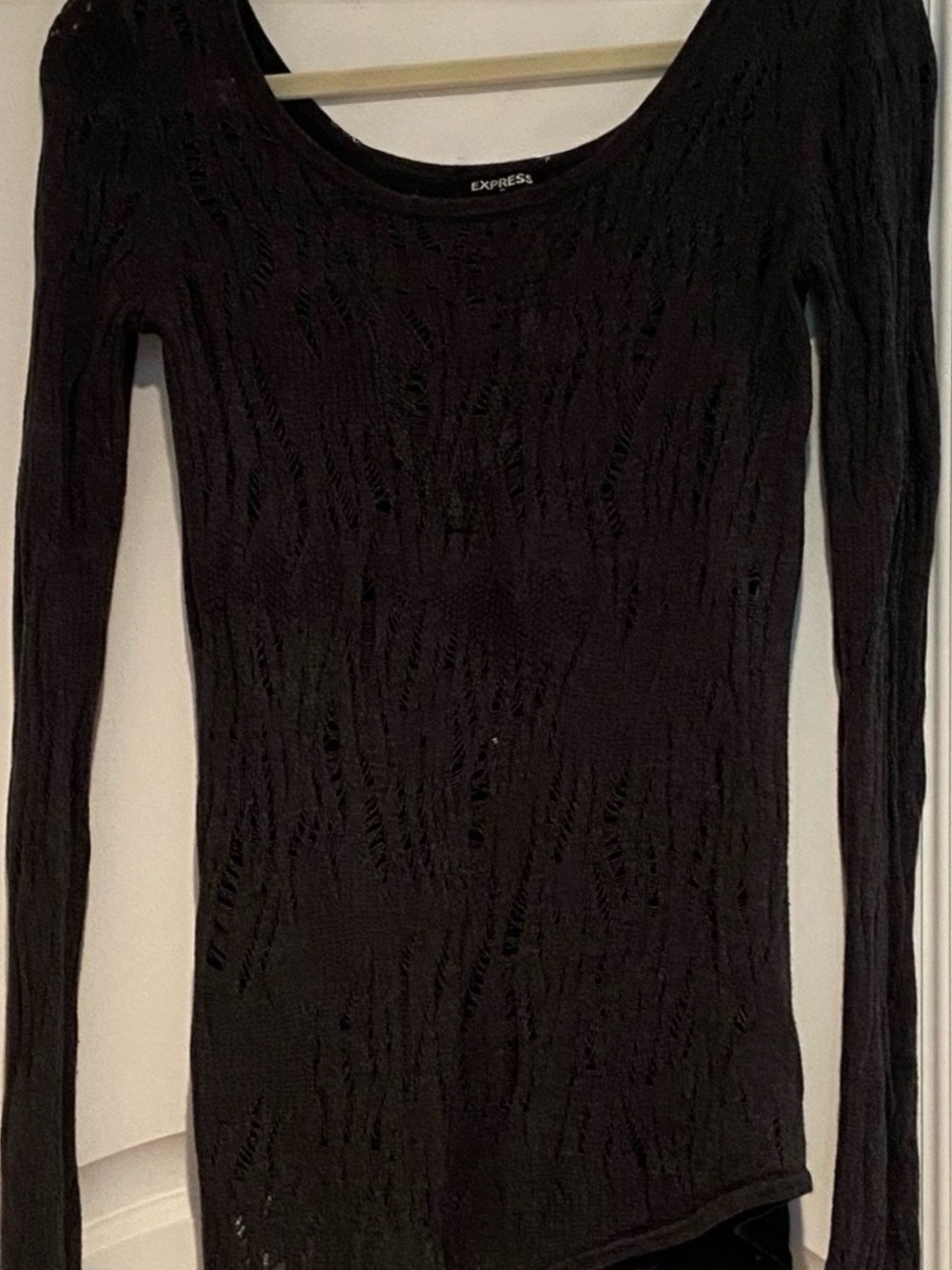 Express Lace Stitch Asymmetrical Hem Tunic Sweater - Picture 7 of 7